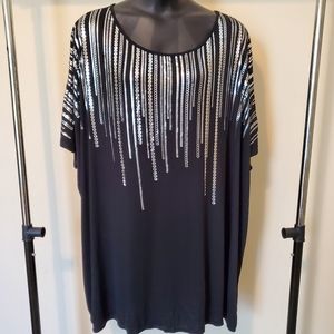 Yours Clothing Short Sleeve Silver Chain Tunic Top Size 34-36